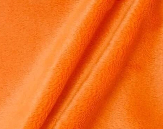 Orange Minky Fabric By The Yard, 60” Wide, Ultra Soft Fabric, 3.mm Pile, Used for Blanket, Mia' Fabrics Inc