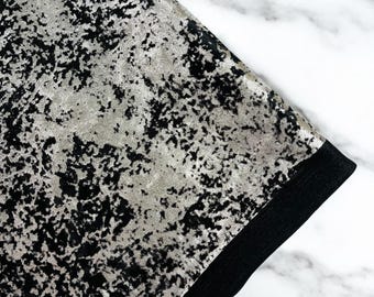 Silver Gilded Stretch Velvet Fabric: Splatter Velvet With All Over Foil 4 Way