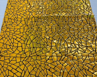 Gold Holographic Sequins on Black Stretch Velvet Fabric - 58/60" Wide By The Yard