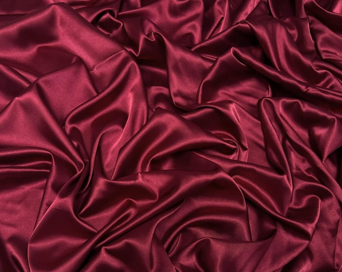 Burgundy Stretch Imitation Silk Satin Charmeuse - 2 Way Slight Stretch- 58/60" - (Choose The Quantity)