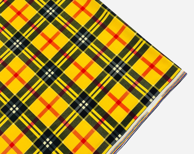 Yellow Milliskin Spandex 4 Way Stretch Printed Fabric By The Yard, Checker Squares Pattern Multicolor Print Geometric Prom-Gown-Dress