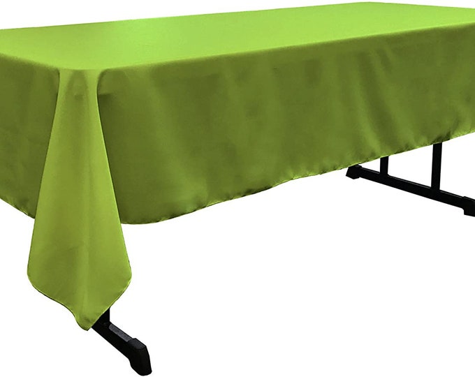 60" Wide Lime Polyester Poplin Rectangular Tablecloth, Polyester Rectangular Cloth Table Covers for All Events (Pick a Size)