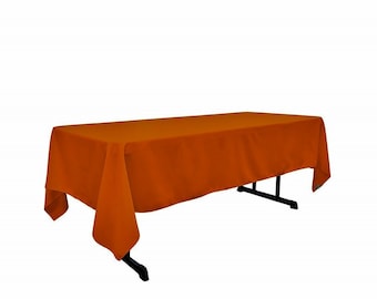 60" Wide Burnt Orange Polyester Poplin Rectangular Tablecloth, Polyester Rectangular Cloth Table Covers for All Events (Pick a Size)