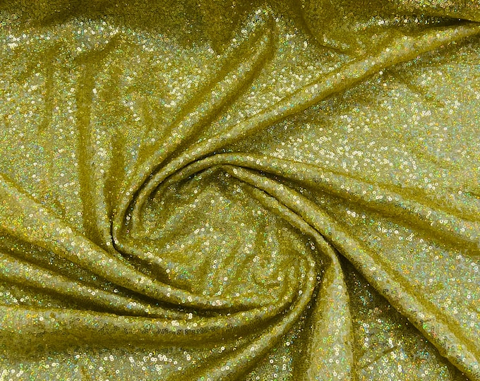 Gold Holographic Sequin Fabric Mini Glitz Sequins, Sequin Fabric Dresses-Nightgowns (Choose The Quantity)