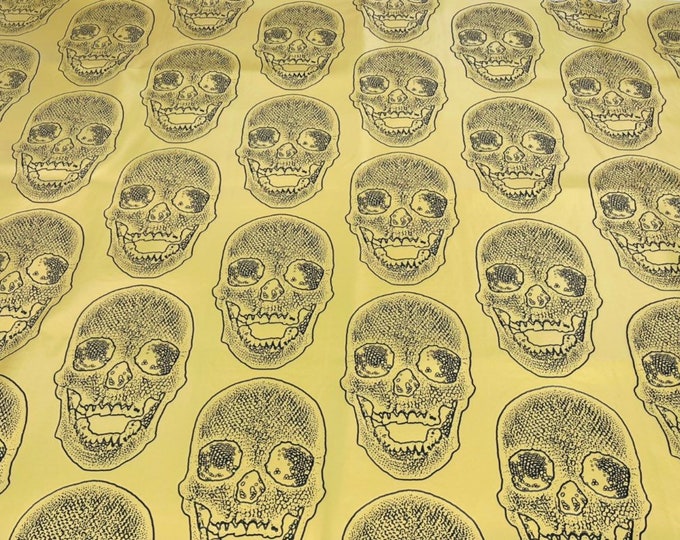 Gold Big Skull Vinyl Fabric - by yard - Skull Vinyl, Leather Upholstery 54”Wide, (Pick a Size)