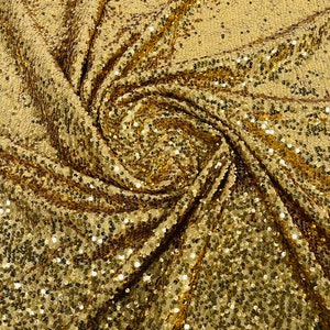 Gold Sequins Taffeta Fabric by the Yard - Embroidery Sequin On a Taffeta 58/60”For Tablecloths/Runners/Curtains