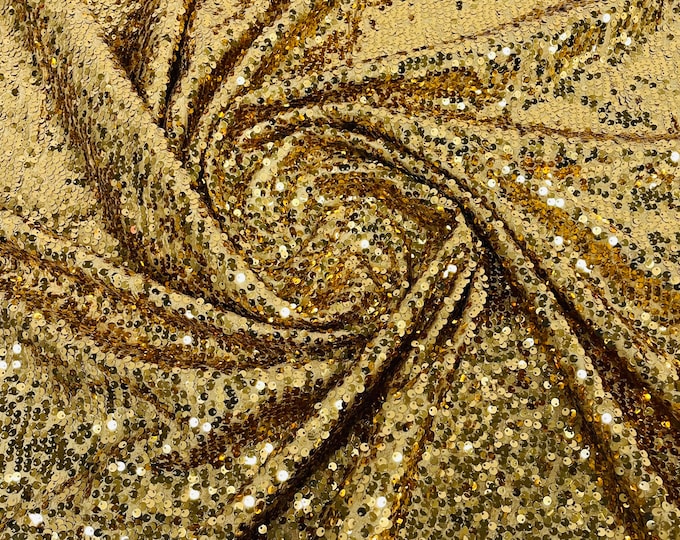 Gold Sequins Taffeta Fabric by the Yard - Embroidery Sequin On a Taffeta 58/60”For Tablecloths/Runners/Curtains