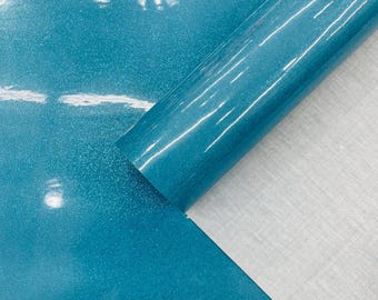 Turquoise Glitter Sparkle Vinyl Fabric: 54" Wide Upholstery