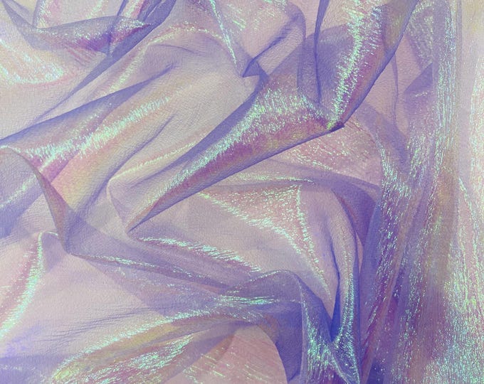 Mia's Fabrics Inc, Crush Iridescent Lavender Shimmer Organza Fabric 45" Wide, Sells by The Yard