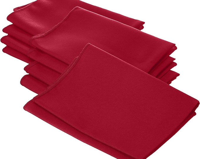 Red Polyester Poly Poplin Napkin 18 by 18-Inch, Napkins Ideal for Parties, Weddings and Dinners