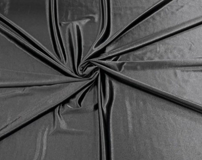 Spandex Luxury Fabric - Black - Shiny Polyester Spandex Stretch Fabric Sold By The Yard - 20% Spandex (Pick a Size)