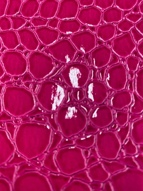 Fuchsia Vinyl Faux Fake Leather Pleather Embossed Shiny Alligator
