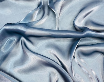 Navy Blue Water Shine Ultra Glossy Shimmer Bridal Chiffon By Yard, Liquid Crystal Chiffon Fabric, Liquid Bridal Chiffon
