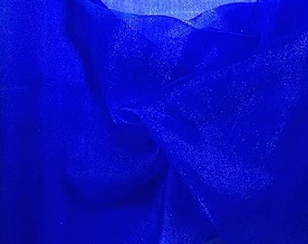 ROYAL BLUE Sparkle Crystal Sheer Organza Fabric Shiny for Fashion, Crafts, Decorations 60" by the Yard (Pick a Size)