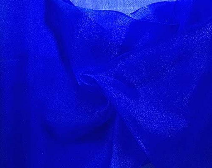 ROYAL BLUE Sparkle Crystal Sheer Organza Fabric Shiny for Fashion, Crafts, Decorations 60" by the Yard (Pick a Size)
