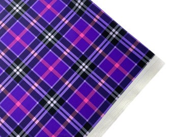 Purple Plaid Spandex Fabric: 4-Way Stretch Milliskin, Checkerboard Print