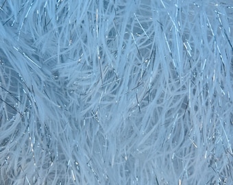 Metallic White/Silver Eyelash Design By The Yard, eyelash fabric, Feathers Sewing Fringe ( Choose The Size )