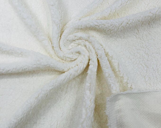 Ivory Minky Sherpa Fleece Fabric - Lamb Wool Design By The Yard
