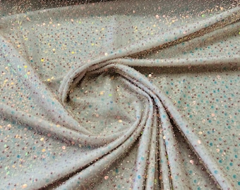 Blush Iridescent Embroidery Beaded Fabric By The Yard With Sequin Fabric, Sequin on Mesh Fabric, Handmade Lace, Beads on a Mesh