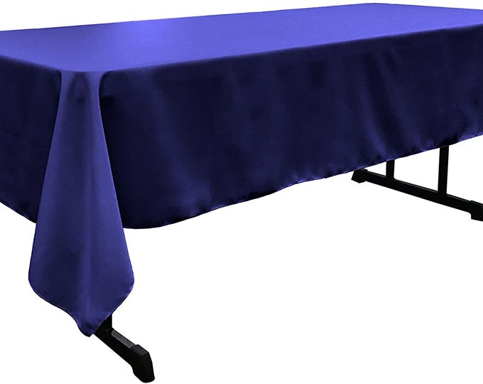 60" Wide Royal Blue Polyester Poplin Rectangular Tablecloth, Polyester Rectangular Cloth Table Covers for All Events (Pick a Size)