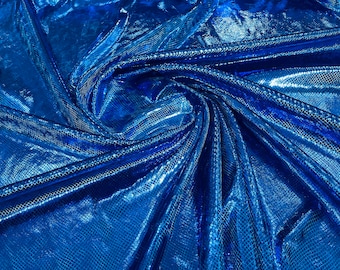 Royal Blue Snake Skin On Stretch Velvet - Sold By The Yard - 58"/60" Snake Velvet Spandex Fabric