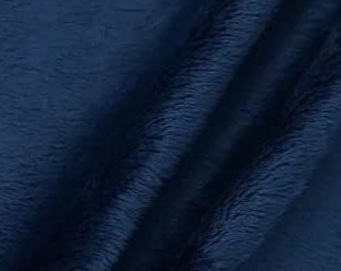 Navy Blue Minky Fabric By The Yard, 60” Wide, Ultra Soft Fabric, 3.mm Pile, Used for Blanket, Mia' Fabrics Inc