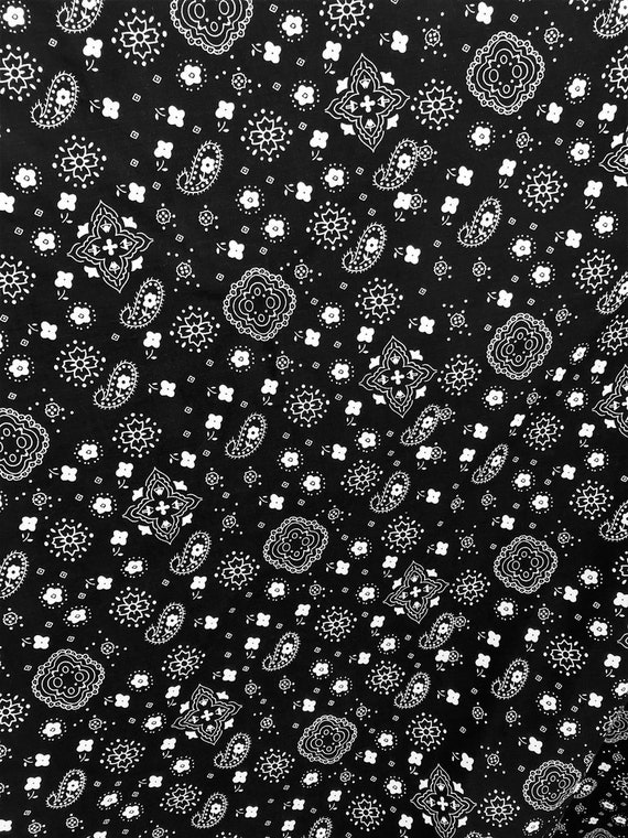 Black Bandana Print Fabric Cotton/polyester Sold by the Yard - Etsy