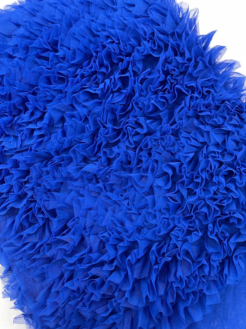 Royal Blue Tulle Ruffle Fabric, 60