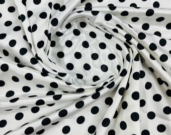 White Polka Dot Satin Fabric: Silky Polyester, Sold By The Yard