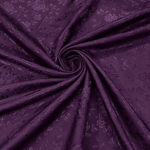 Plum Flower Brocade Jacquard Satin Fabric, Sold By The Yard Polyester Satin Floral Wide 58/60&quot;  (Choose The Quantity)