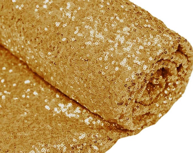 Gold Sequin Fabric Mini Glitz Sequins, By The Yard Sequin Fabric Dresses-Nightgowns-Prom Gown (Choose The Quantity)