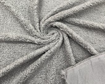 Gray Minky Sherpa Fleece Fabric - Lamb Wool Design By The Yard