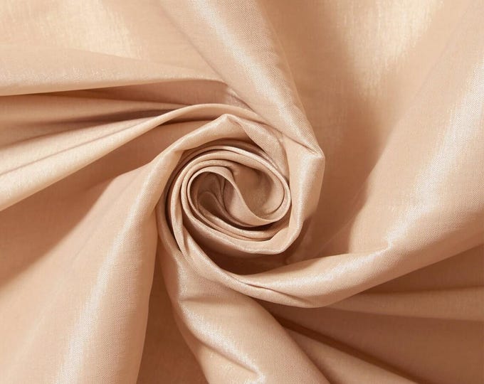 Champagne Taffeta Stretch Fabric 2-Way Stretch, Spandex Polyester 58" Wide Sold by The Yard