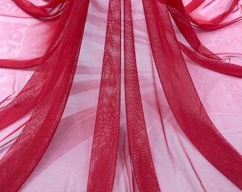 Red Power Mesh Fabric, 4-Way Stretch, 60" Wide, By The Yard