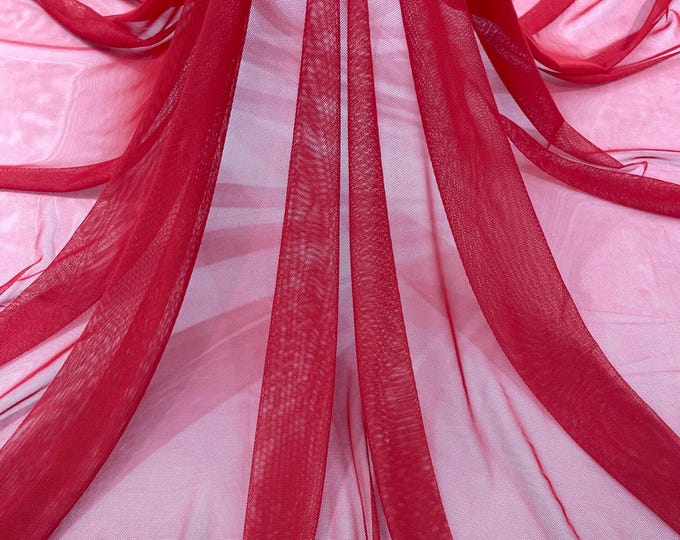 Red Power Mesh Fabric, 4-Way Stretch, 60" Wide, By The Yard