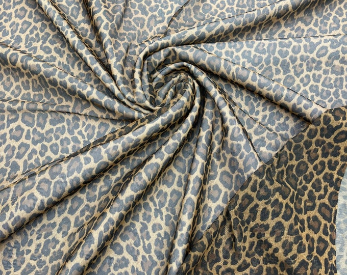 Cheetah Printed Power Mesh Fabric | Cheetah Design | 60" Wide 4 Way Stretch | Print Exotic Cheetah | by the yard