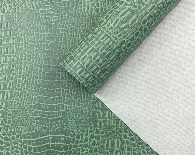 Venom Green Crocodile Marine Vinyl Fabric: Waterproof Outdoor Upholstery