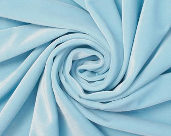 Light Blue Stretch Velvet Fabric: 60" Wide, Apparel, Costume Mia Fabrics
