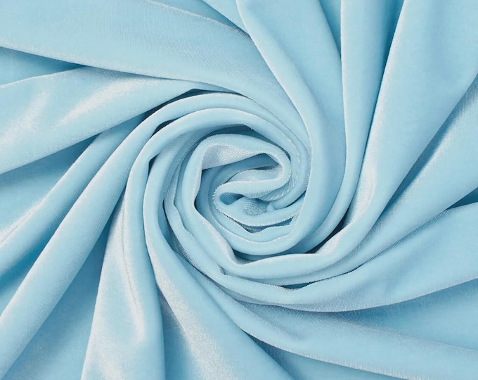 Light Blue Stretch Velvet Fabric: 60" Wide, Apparel, Costume Mia Fabrics