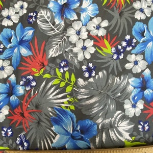 Mias Stoffe Inc, grau Hawaiian Print tropischen Poly Baumwolle Stoff Floral 60&quot; Bulk-Lager (Wählen Sie eine Größe)