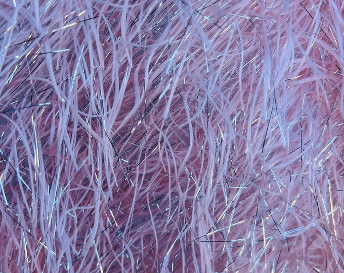 Metallic Pink/Silver Eyelash Design By The Yard, eyelash fabric, Feathers Sewing Fringe ( Choose The Size )