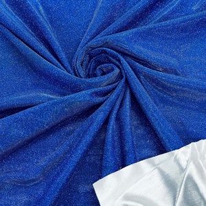 Royal Blue Shimmer Fabric: Stretch Glitter Spandex, 58-60&quot; Wide