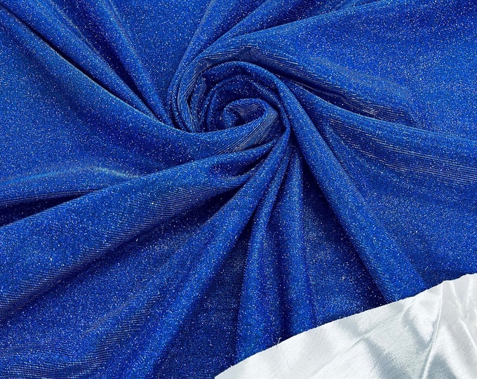 Royal Blue Shimmer Fabric by yard, Stretch Glitter Fabric | Luxury Sparkle Fabric | Glimmer | Royal Glitter Fabric for Prom-Gown-Backdrop