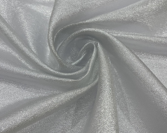 Silver Sparkle Organza Fabric, Stiff Holographic Shiny Wedding Bridal Dress Veil Fabric, Party Decor