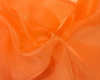 ORANGE Sparkle Crystal Sheer Organza Fabric Shiny for Fashion, Crafts, Decorations 60" by the Yard (Pick a Size)