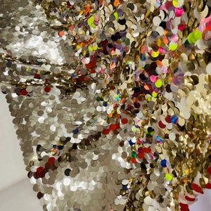 Champagne Sequin Fabric: Mermaid Scale Polyester Mesh, Party Decor