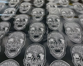Black Skull Vinyl Fabric: 54" Wide Upholstery Material