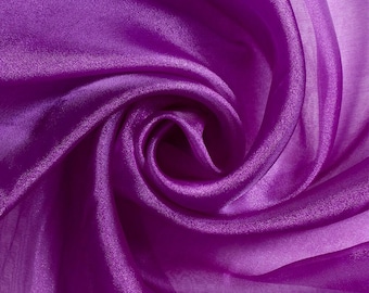 Purple Sparkle Crystal Organza Fabric: Sheer Shiny Material, 60" Wide