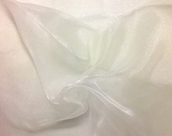 OFF WHITE Sparkle Crystal Sheer Organza Fabric Shiny for Fashion, Crafts, Decorations 60" by the Yard (Pick a Size)