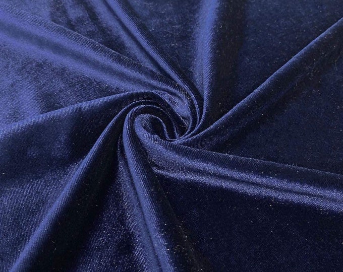 Mia Fabrics Navy Stretch Velvet Fabric 60'' Wide, Sewing, Apparel, Costume, Craft {Choose quantity}